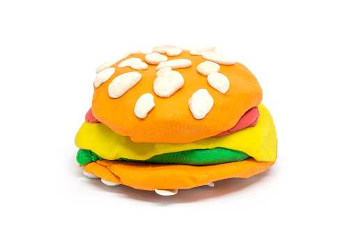 Play dough Hamburger on white background