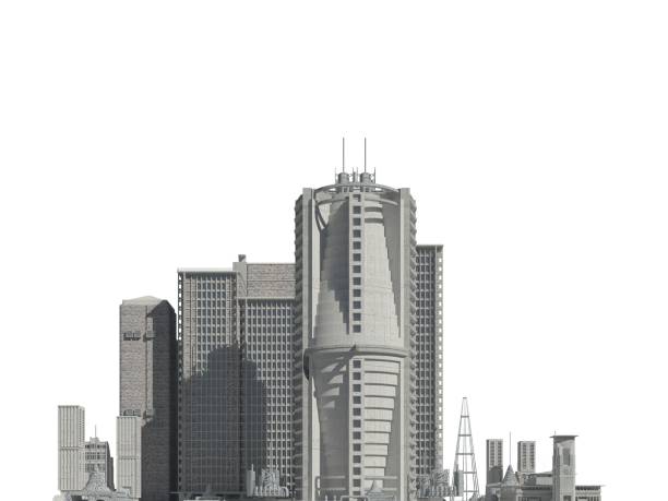 istock Futuristic buildings isolated on white background 3D Illustration 1170450848