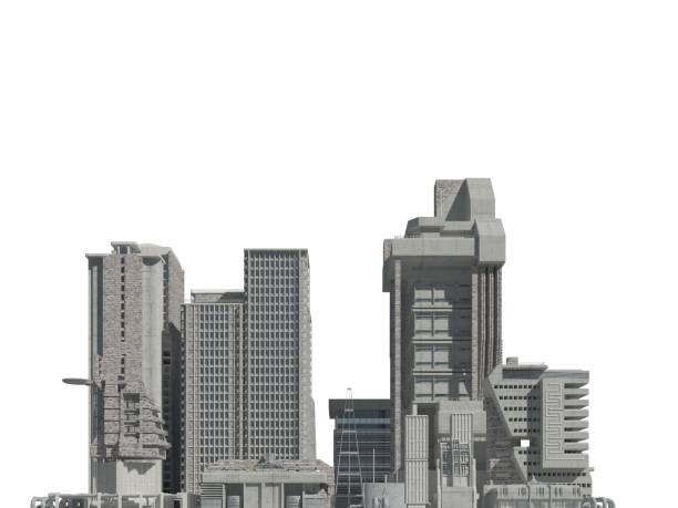 istock Futuristic buildings isolated on white background 3D Illustration 1170450890