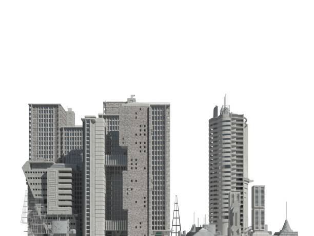 istock Futuristic buildings isolated on white background 3D Illustration 1170450904