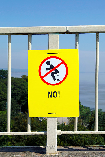No Defecating Warning Sign No Humans Defecating Here Stock Photo - Download Image Now ...