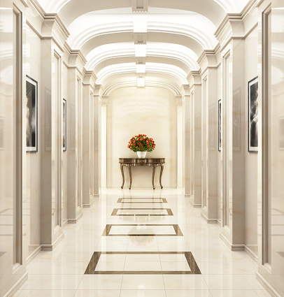 Large beautiful hallway in a classic style