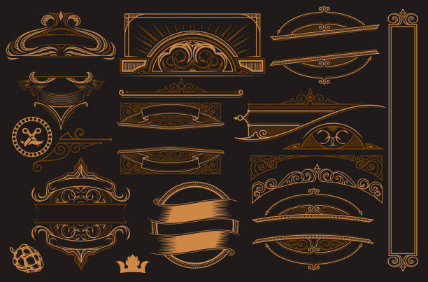 Vector set of elements for design. Vector set of vintage elements for design. All elements are in separate groups. stage set design stock illustrations