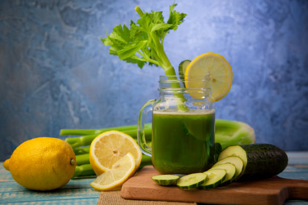 istock Detox drink, celery juice with lemon and cucumber 1170456409
