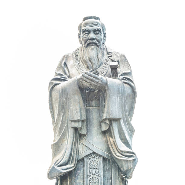 confucius statue - asia religion statue chinese culture imagens e fotografias de stock