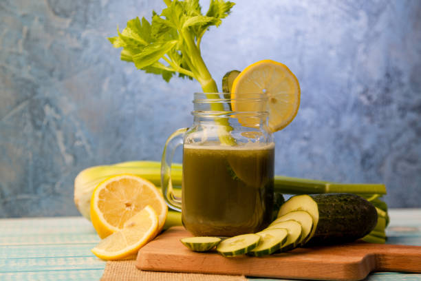 istock Detox drink, celery juice with lemon and cucumber 1170456461