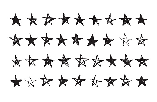 Hand drawn doodle stars set