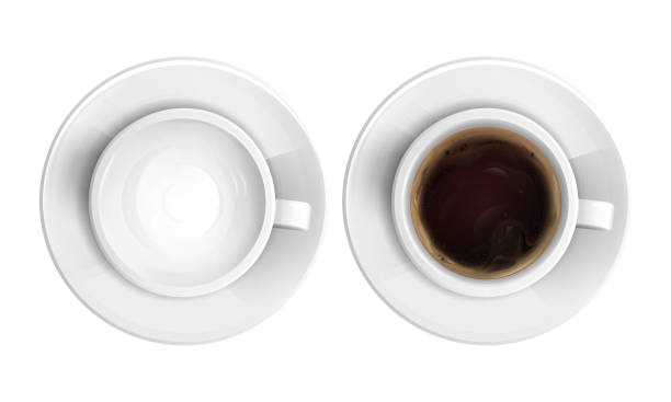ilustrações de stock, clip art, desenhos animados e ícones de vector realistic coffee hot chocolate cup top view - coffee top view
