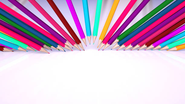istock 3d rendering background with pencils of different colors 1170472550