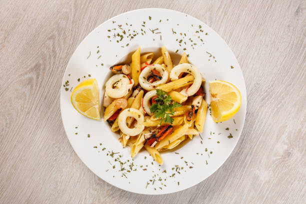 istock Seafood pasta, penne with seafood 1170472756