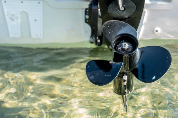 Close-up of propeller on boat in Greece