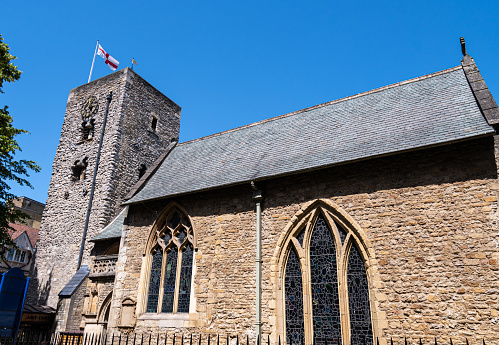 Oxford, United Kingdom - June 29 2019:   The Church of St Michael at north gate on a sunny Oxford Day