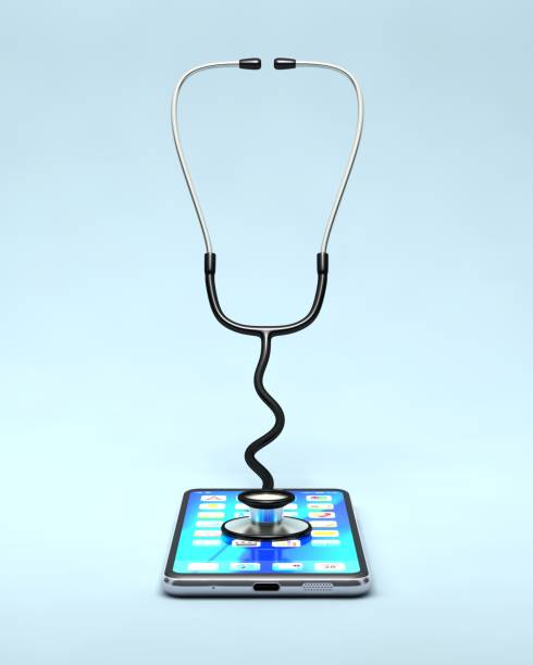 Diagnose your smartphone with a stethoscope stock photo