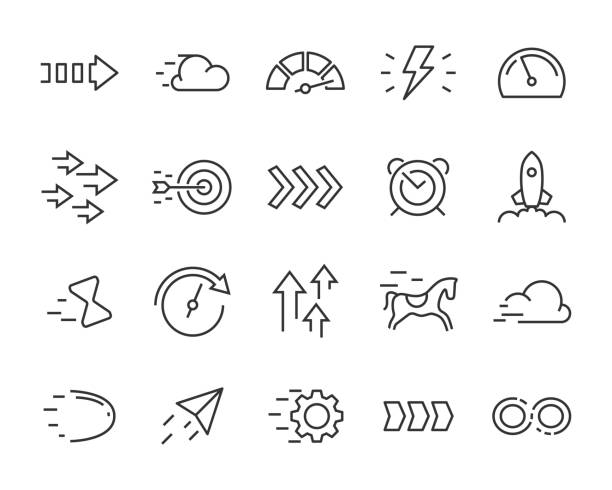 set of fast icons, arrow, boost, up, race, speed, increasing set of fast icons, arrow, boost, up, race, speed, increasing agility stock illustrations