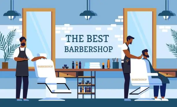 Vector illustration of Flyer Invitation Barber to the Best Barbershop.