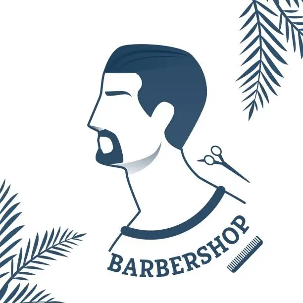Vector illustration of Banner Advertising Best Barbershop for Gentlemans.