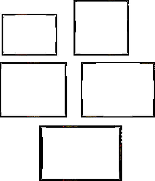 různé formáty filmových listů negativních formátů, sada prázdných obrazových rámečků, vintage fotografie, vektor - diapozitiv fotky stock ilustrace