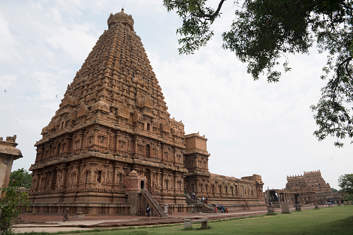 Brihadisvara Temple complex, Tanjore, Tamil Nadu, India. View from South West.