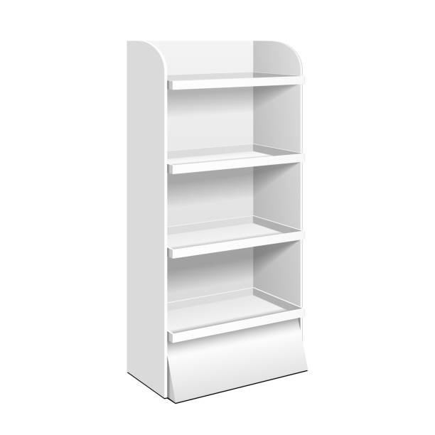 istock Cardboard Retail Shelves Floor Display Rack For Supermarket Blank Empty. Mock Up. 3D On White Background Isolated. Ready For Your Design. Product Advertising. Vector EPS10 1170478244