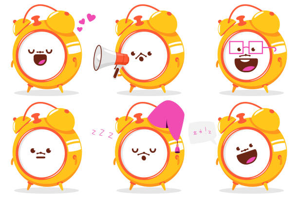 ilustraciones, imágenes clip art, dibujos animados e iconos de stock de lindo reloj de dibujos animados vector conjunto aislado sobre un fondo blanco. - reloj cuco