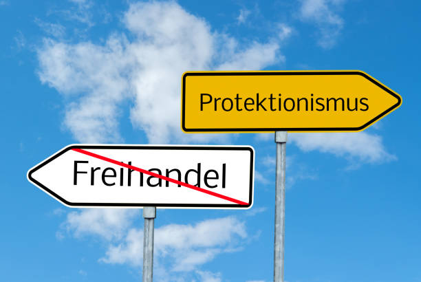 istock Free trade protectionism shield symbolic in german 1170479523