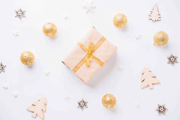 istock Christmas background with decorations and gift box 1170480448