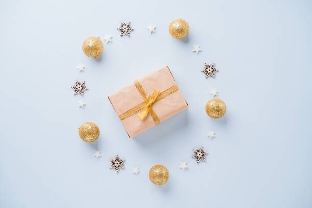 istock Christmas background with decorations and gift box 1170480541