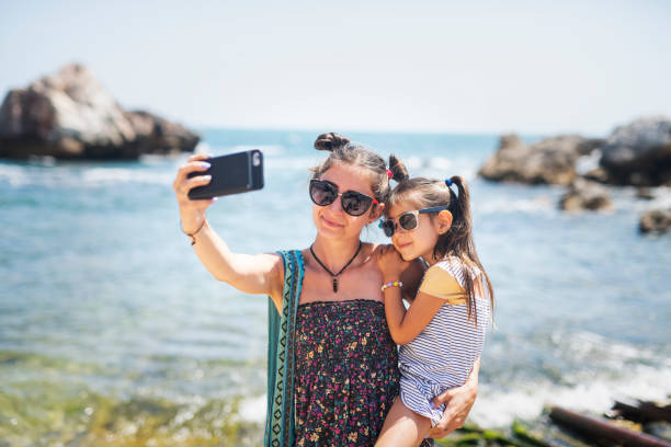 istock Mother and daughter making selfie 1170482116