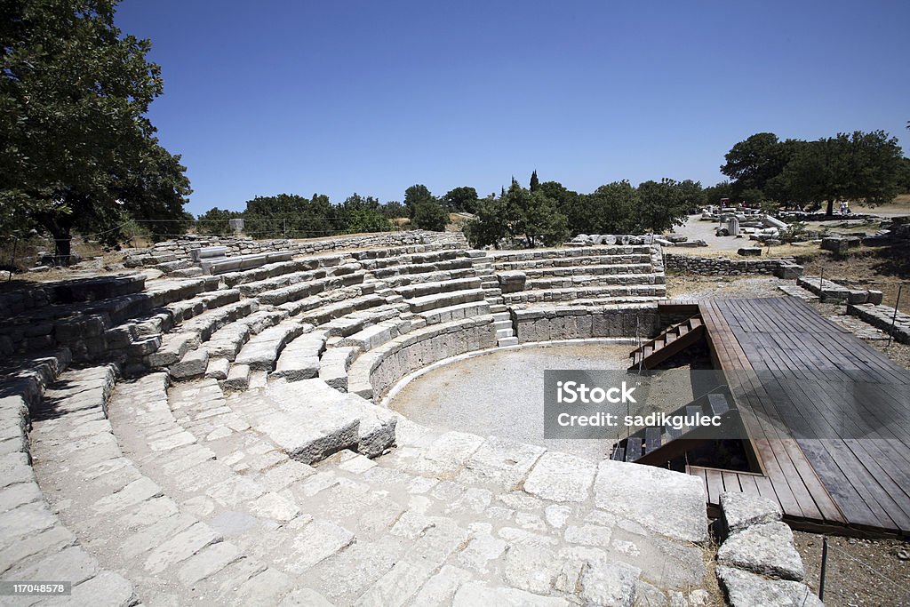 Roman amphitheatre, Troy Roman amphitheatre, Troy, Turkey. Amphitheater Stock Photo