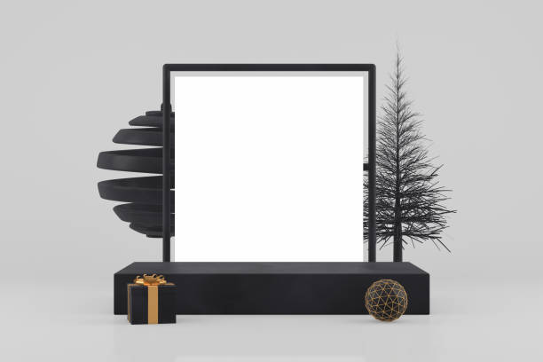 istock 3D Empty Frame with Christmas Tree Abstract Minimal New Year, Christmas Concept 1170488272