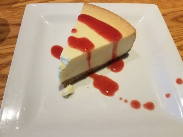 istock slice of cheesecake with red fruit sauce on white plate 1170488427