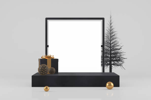 istock 3D Empty Frame with Christmas Tree Abstract Minimal New Year, Christmas Concept 1170488438