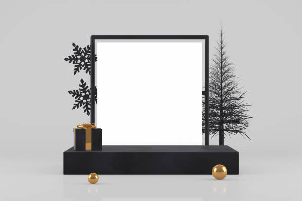 istock 3D Empty Frame with Christmas Tree Abstract Minimal New Year, Christmas Concept 1170488536