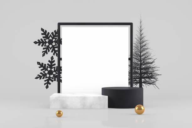 istock 3D Empty Frame with Christmas Tree Abstract Minimal New Year, Christmas Concept 1170488753