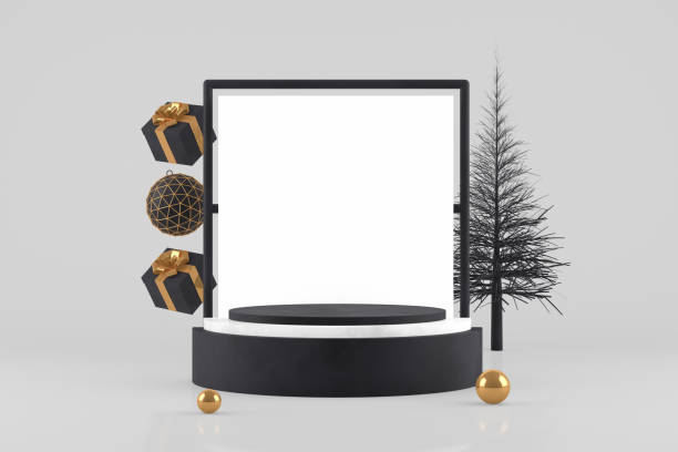 istock 3D Empty Frame with Christmas Tree Abstract Minimal New Year, Christmas Concept 1170488855