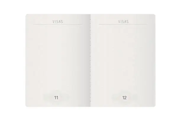 Vector illustration of Open passport mock up. Blank pages