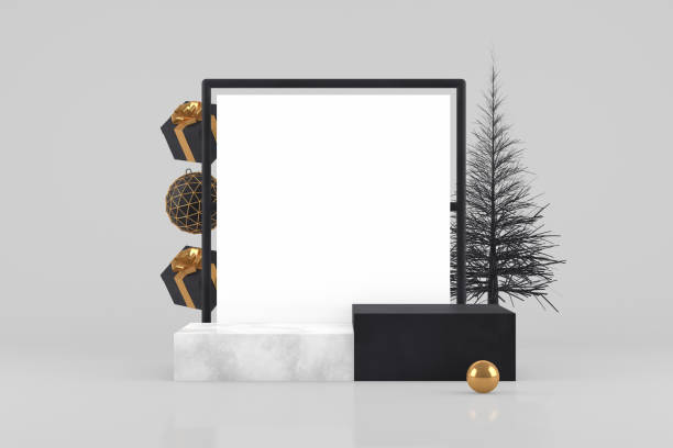 istock 3D Empty Frame with Christmas Tree Abstract Minimal New Year, Christmas Concept 1170488970