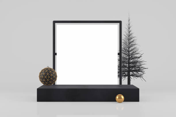 istock 3D Empty Frame with Christmas Tree Abstract Minimal New Year, Christmas Concept 1170489659