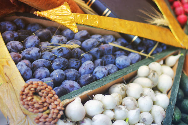 istock Harvest. Plums and onions 1170494210