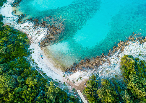 Aerial view of the coastline in Croatia