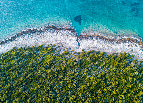 Aerial view of the coastline in Croatia