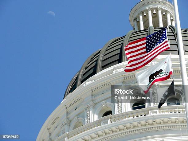 California Capitol Dome With Moon Stock Photo - Download Image Now - California, State Capitol Building, Capitol - Rome