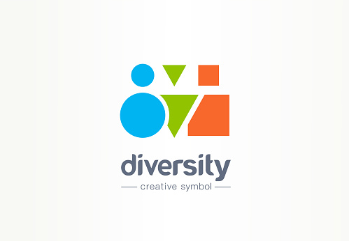 Diversity creative symbol concept. Different shape people, multiethnic community abstract business idea. Partnership, friends icon. Graphic design tamplate