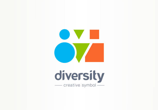 Diversity creative symbol concept. Different shape people, multiethnic community abstract business idea. Partnership, friends icon vector art illustration