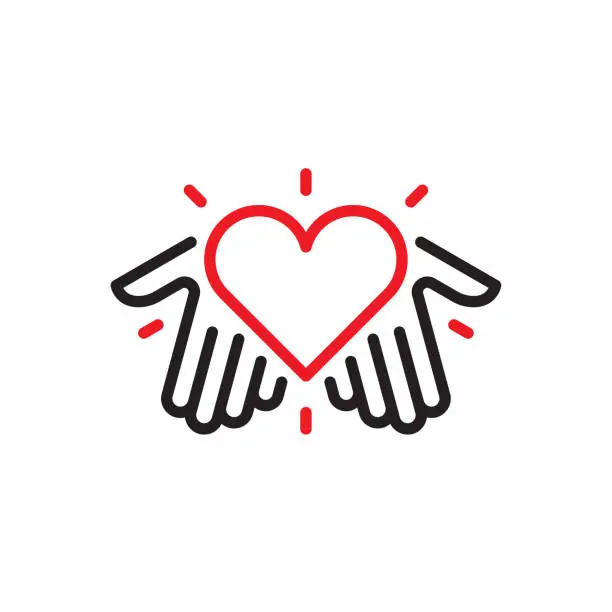 Vector illustration of Hands with heart logo