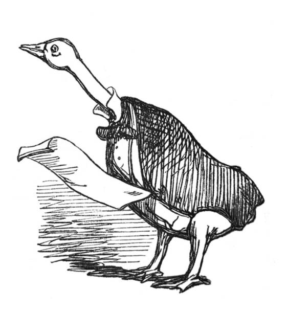 istock British satire comic cartoon caricatures illustrations - Goose in a tuxedo reading a paper 1170502933