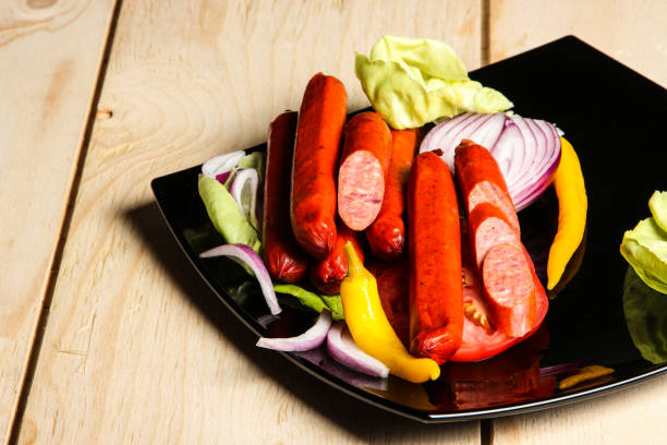 istock Grilled sausages on plate 1170503063