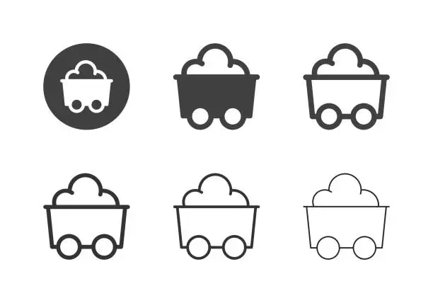 Vector illustration of Mine Trolley Icons - Multi Series