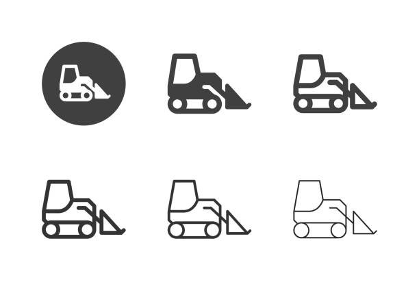 ilustrações de stock, clip art, desenhos animados e ícones de skid steer loader icons - multi series - skidding