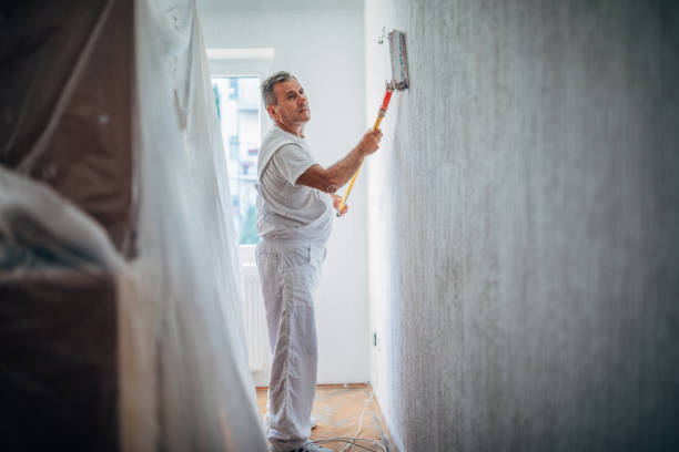 un homme peignant les murs - painting house house painter repairing photos et images de collection